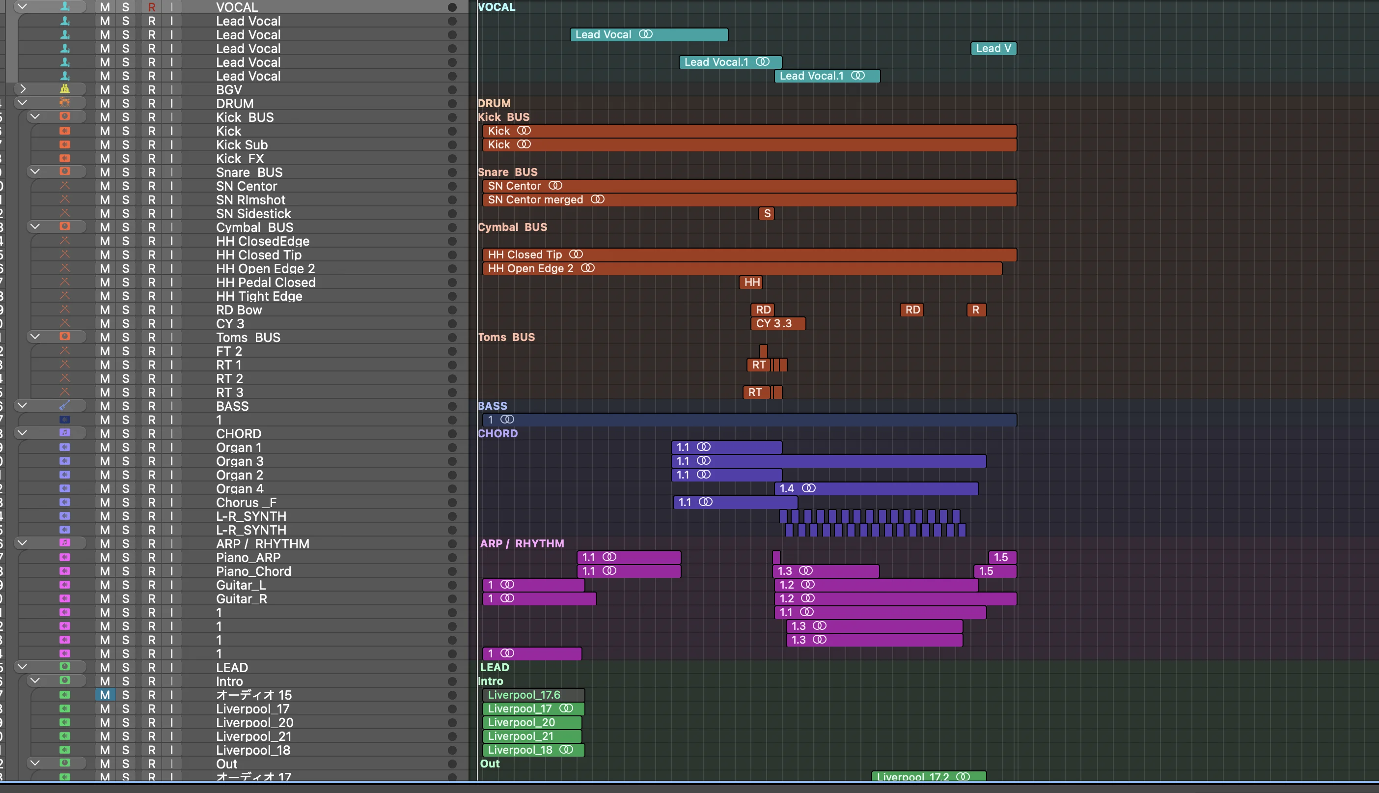 MIXプロジェクトへトラックを読み込む